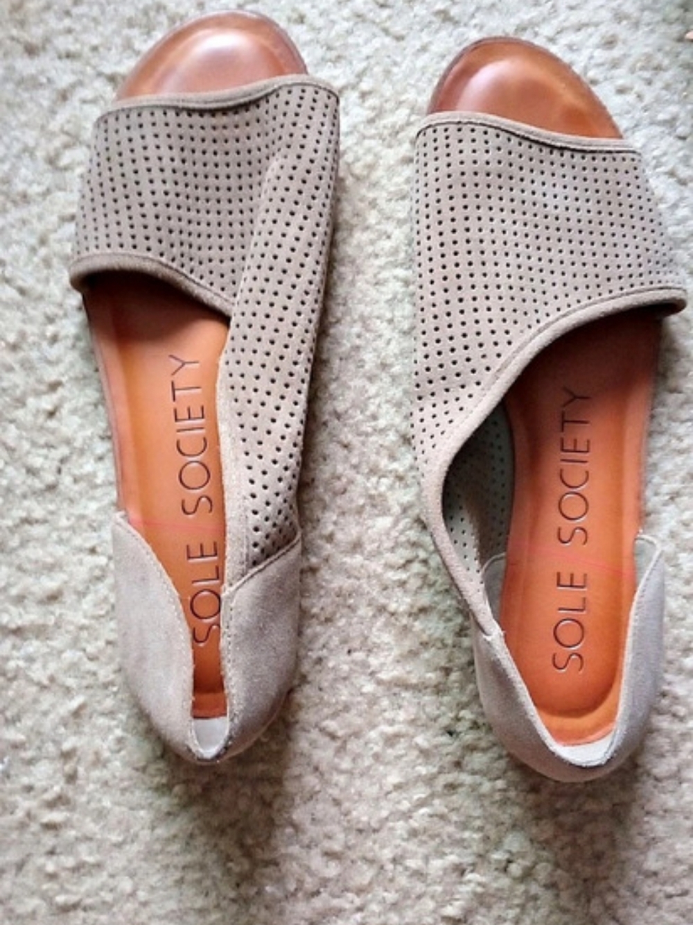 Sole Society taupe wedge leather sandal size 9.5